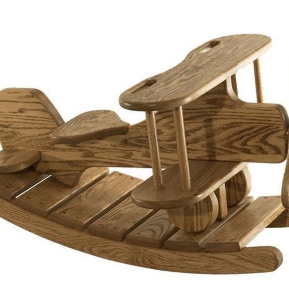 Vintage WOOD ROCKING PLANE TOY Kid-Size AIRPLANE ROCKER  Wooden Airplane Rocker